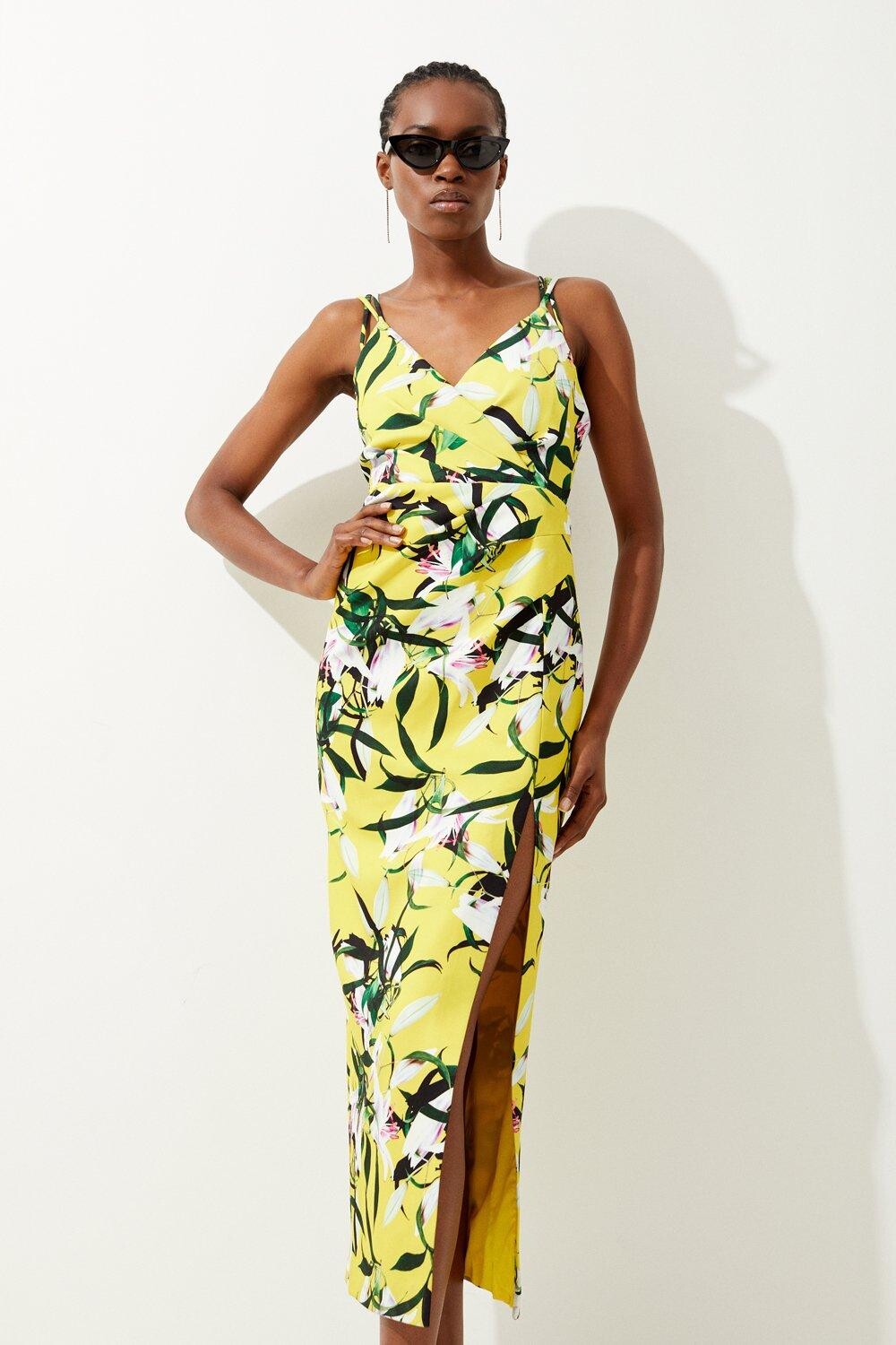 

Приталенное платье макси с бретелями Petite Neon Lilly и принтом Karen Millen, мультиколор
