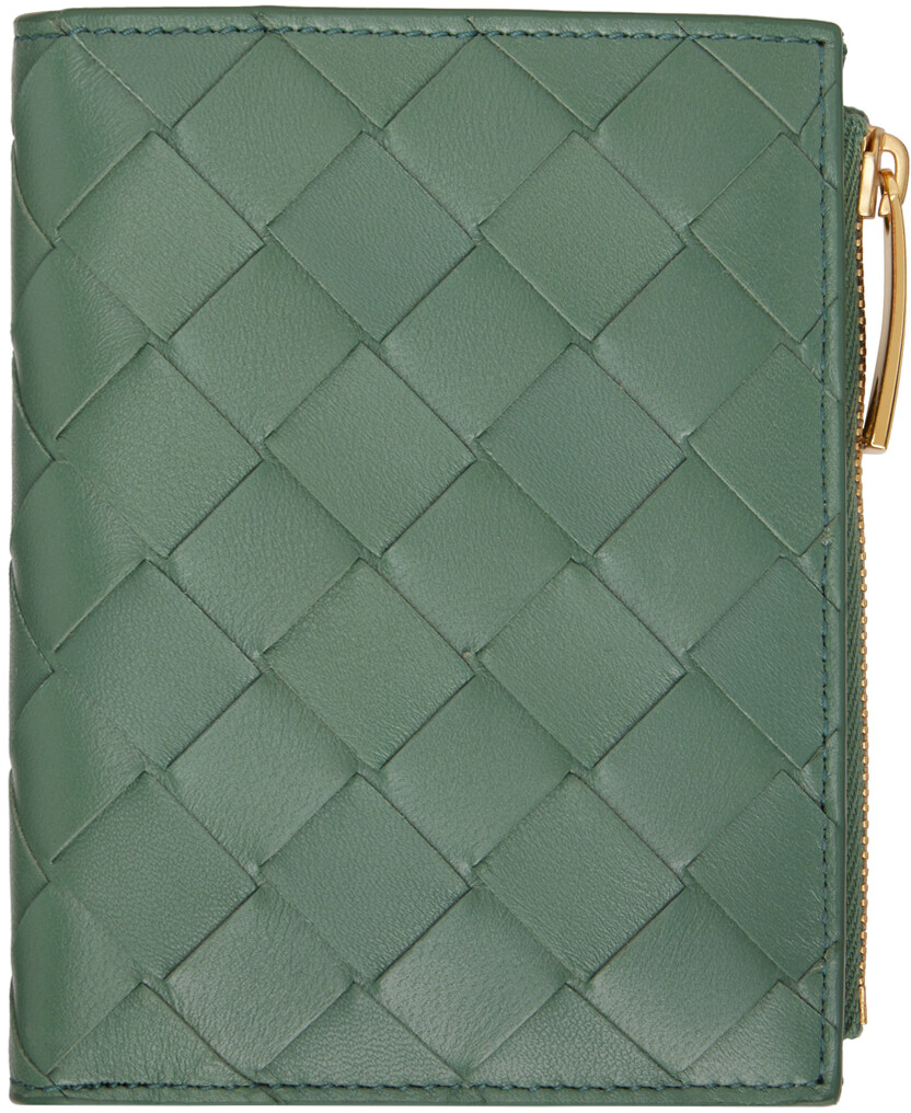 

Зеленый маленький кошелек в два сложения Intrecciato Bottega Veneta