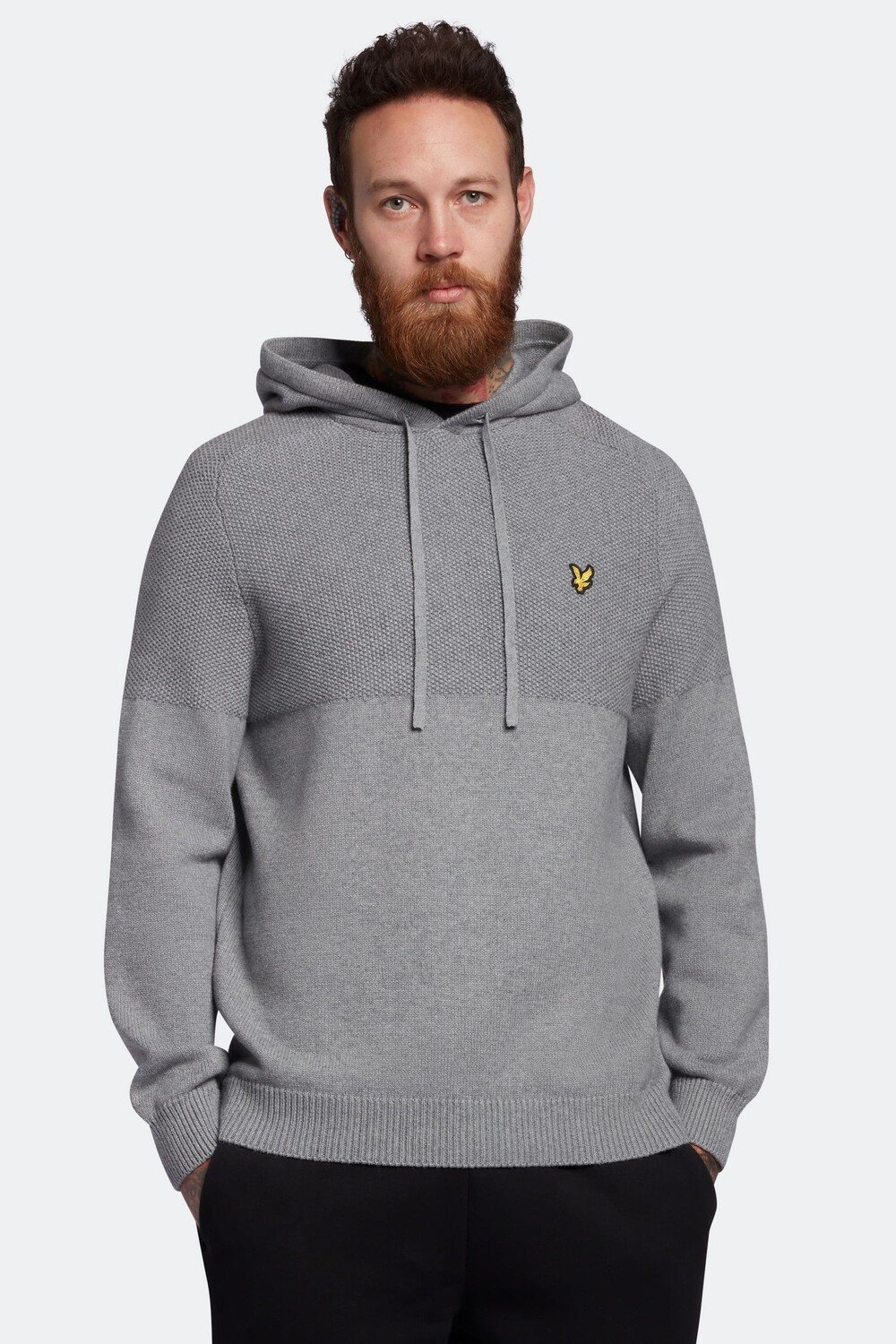 

Серое вязаное худи с декоративной строчкой Lyle & Scott, серый