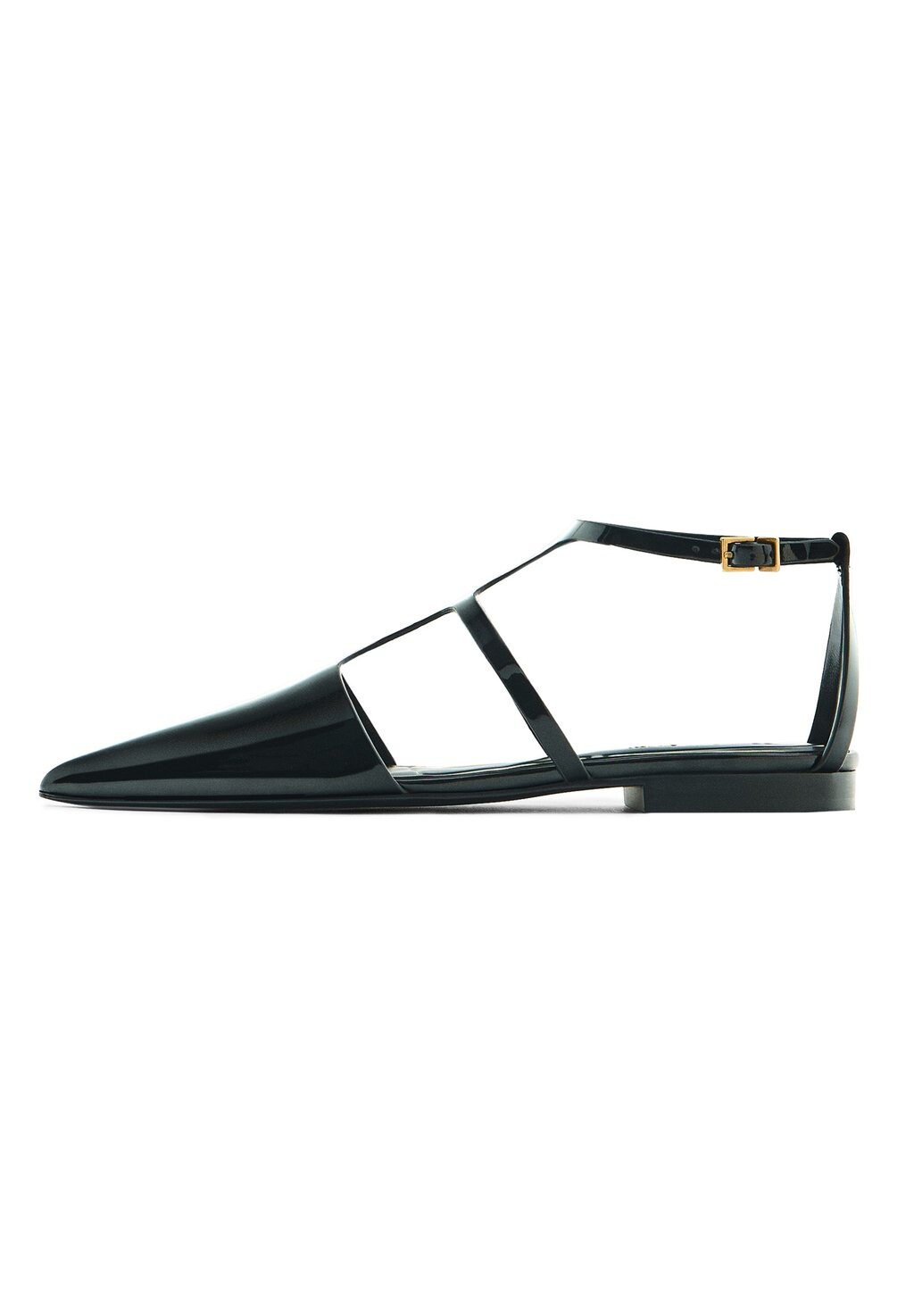 

Балетки с ремешком FLAT Massimo Dutti, черный