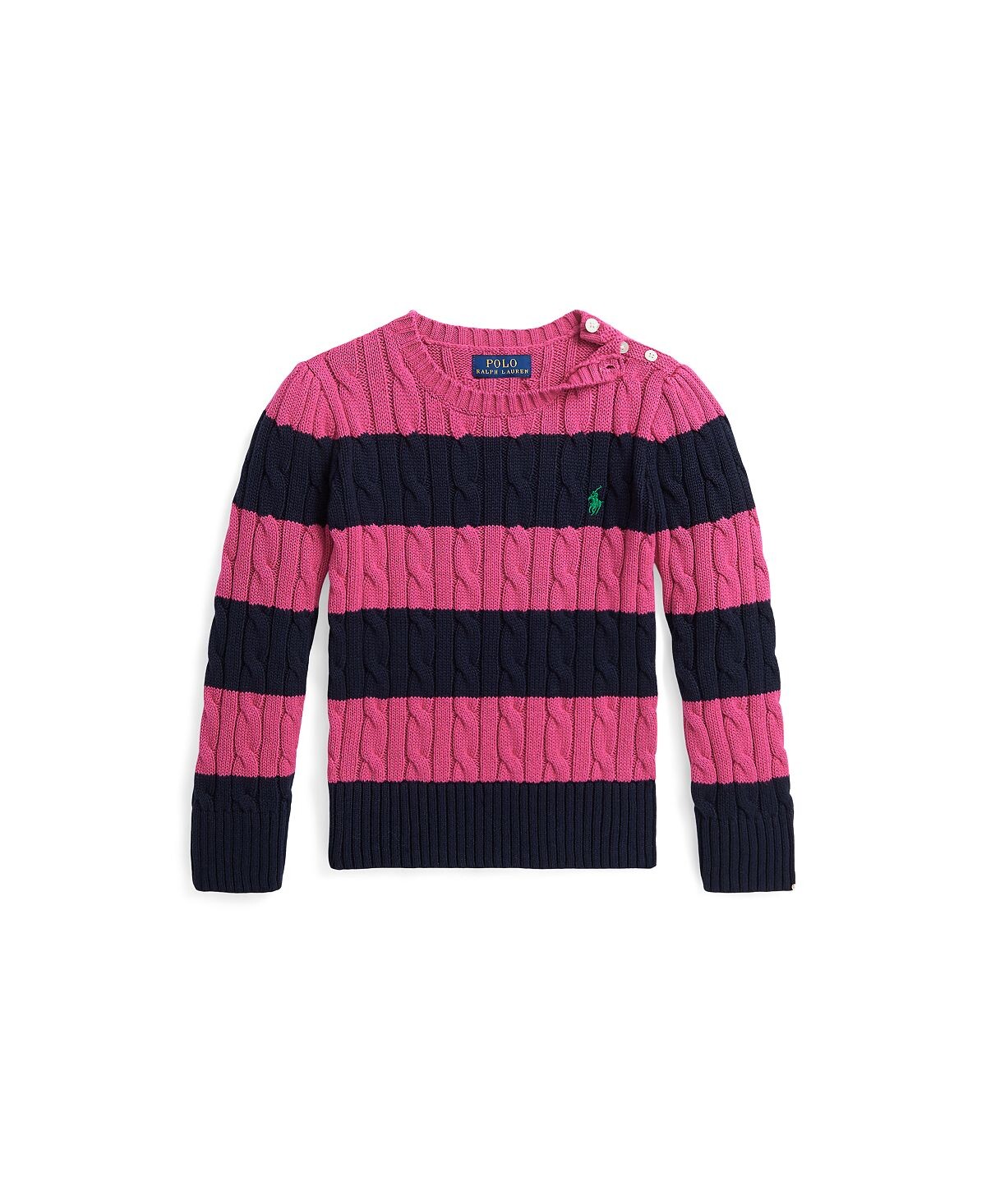 

Полосатый хлопковый свитер косой вязки для больших девочек Polo Ralph Lauren