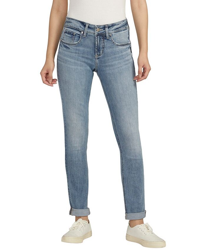 

Женские зауженные джинсы со средней посадкой Girlfriend Silver Jeans Co., синий