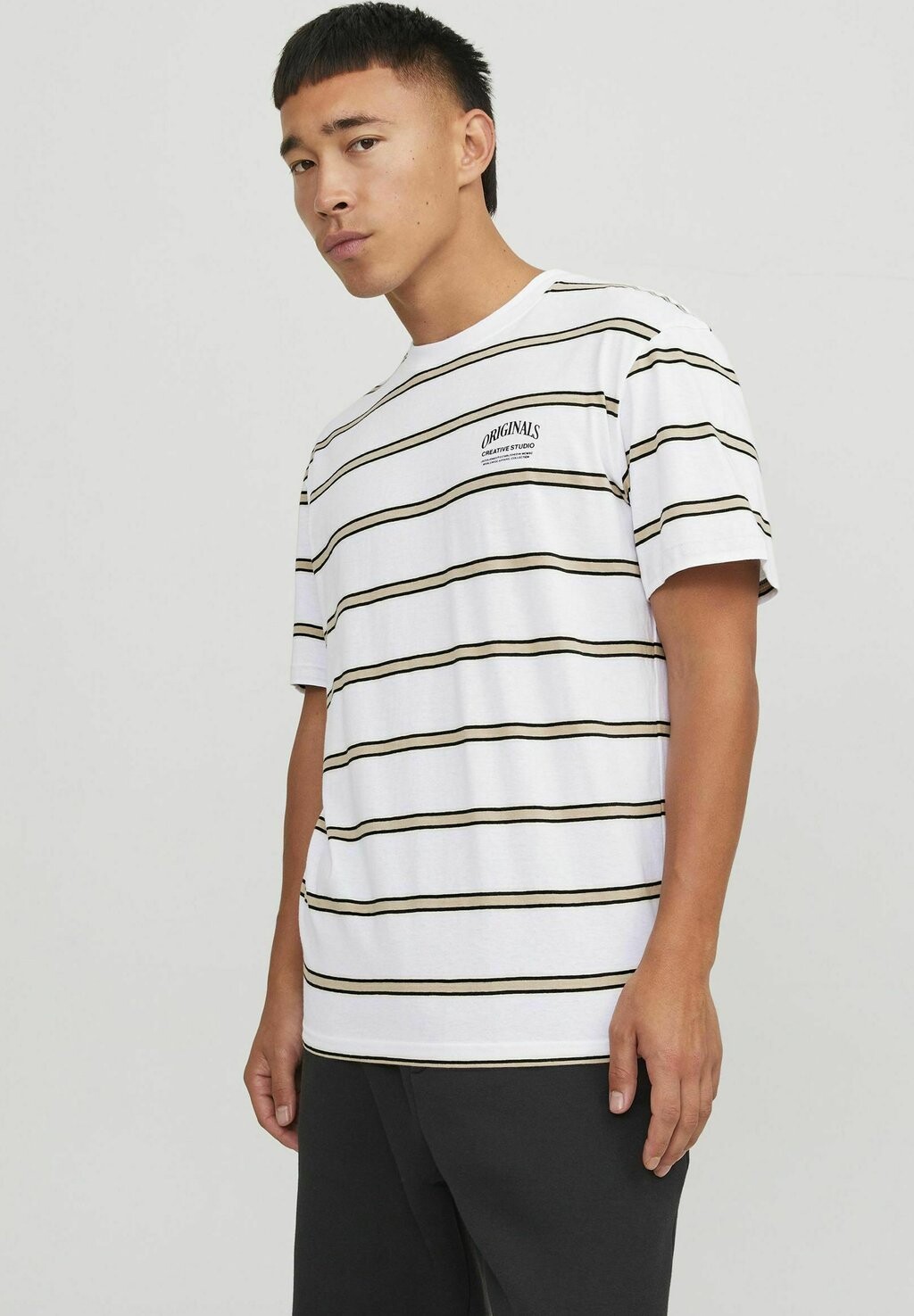 

Футболка с принтом GESTREIFT RUNDHALS Jack & Jones, цвет bright white