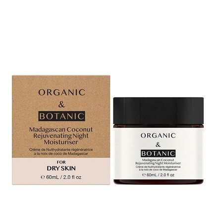 

Ночной крем с мадагаскарским кокосом, 2,02 жидких унции, Organic & Botanic