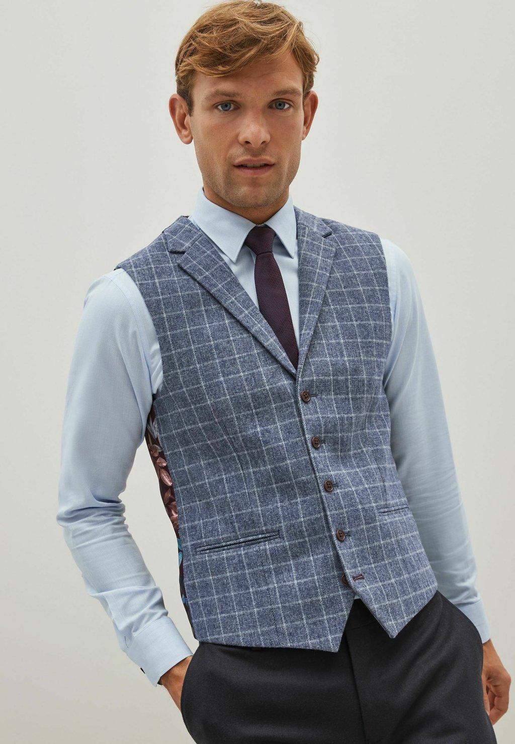 Костюмный жилет WOOL BLEND CHECK WAISTCOAT Next, цвет blue