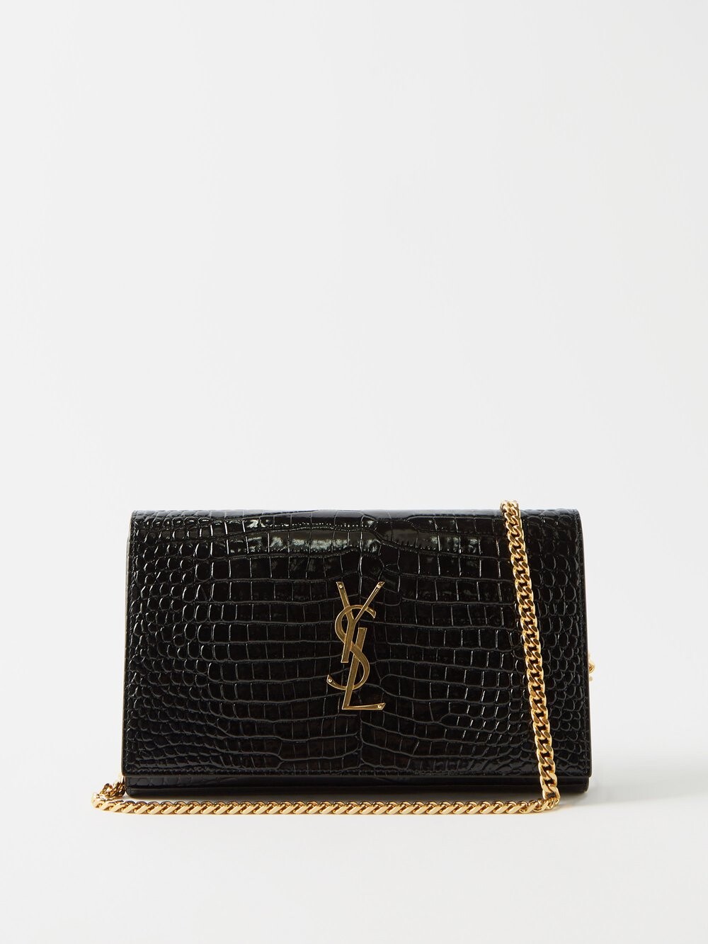 

Сумка через плечо ysl из кожи с эффектом крокодила Saint Laurent, черный