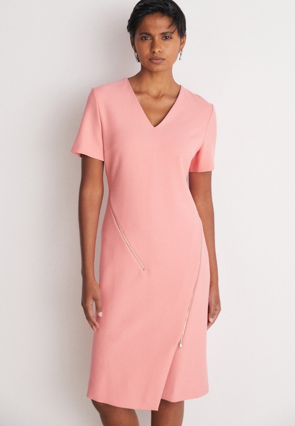 

Летнее платье V-Neck Dress With Zip Details BOSS, цвет bright pink