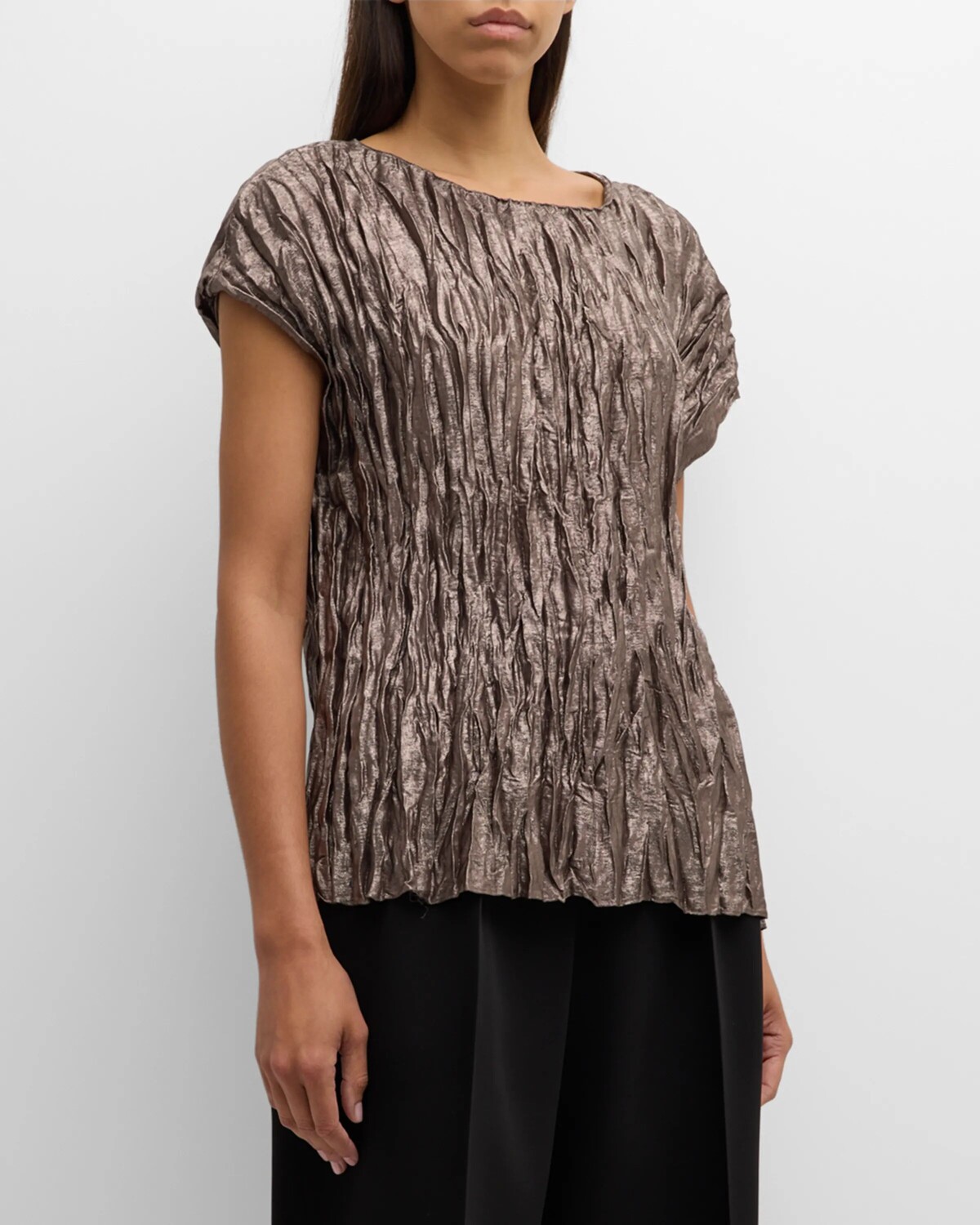 

Мятая блузка с эффектом металлик Lafayette 148 New York, цвет Pewter Metallic