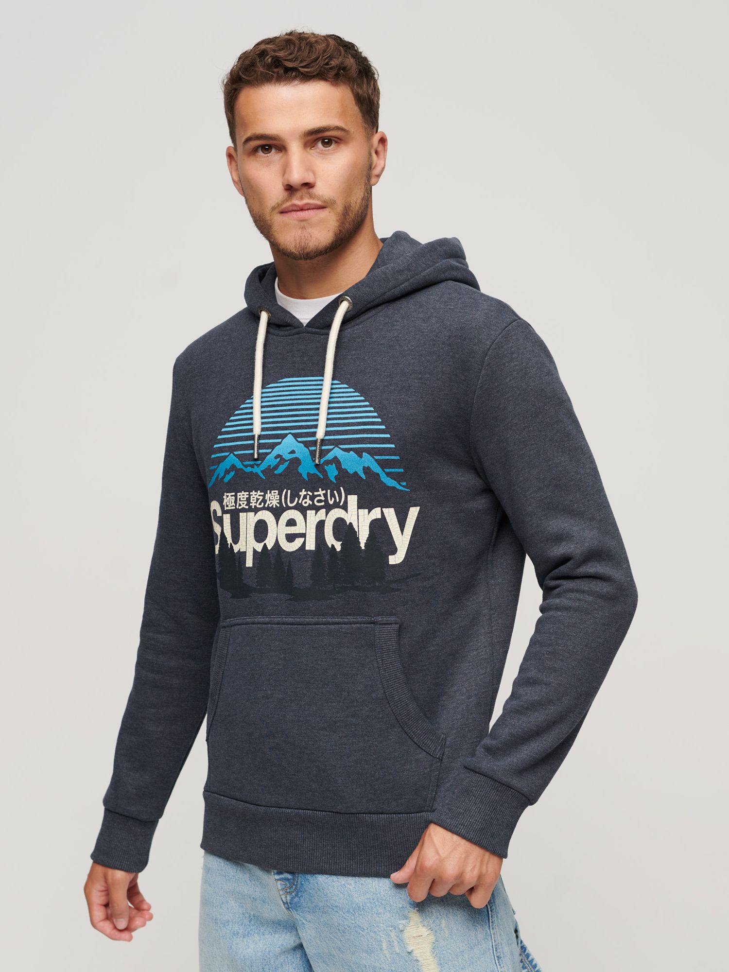 

Толстовка с логотипом Great Outdoors Superdry, винтажный темно-синий меланж