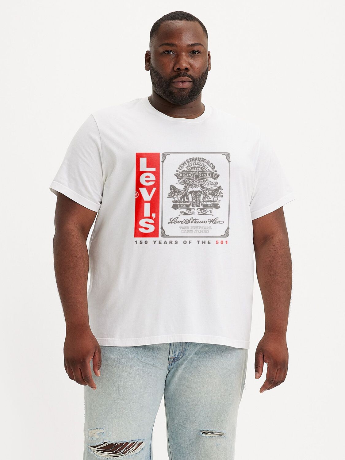 

Футболка свободного кроя Big & Tall с короткими рукавами Levi's, белый/мульти