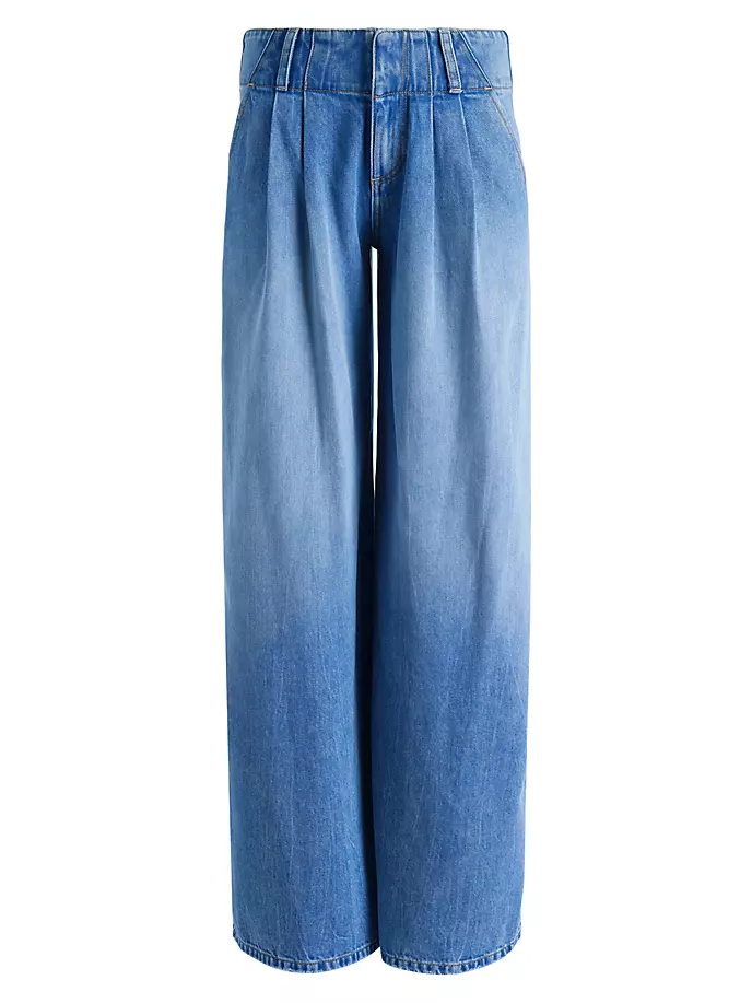 Джинсы Anders со средней посадкой и широкими штанинами Alice + Olivia, синий прямые джинсы weezy со средней посадкой alice olivia синий