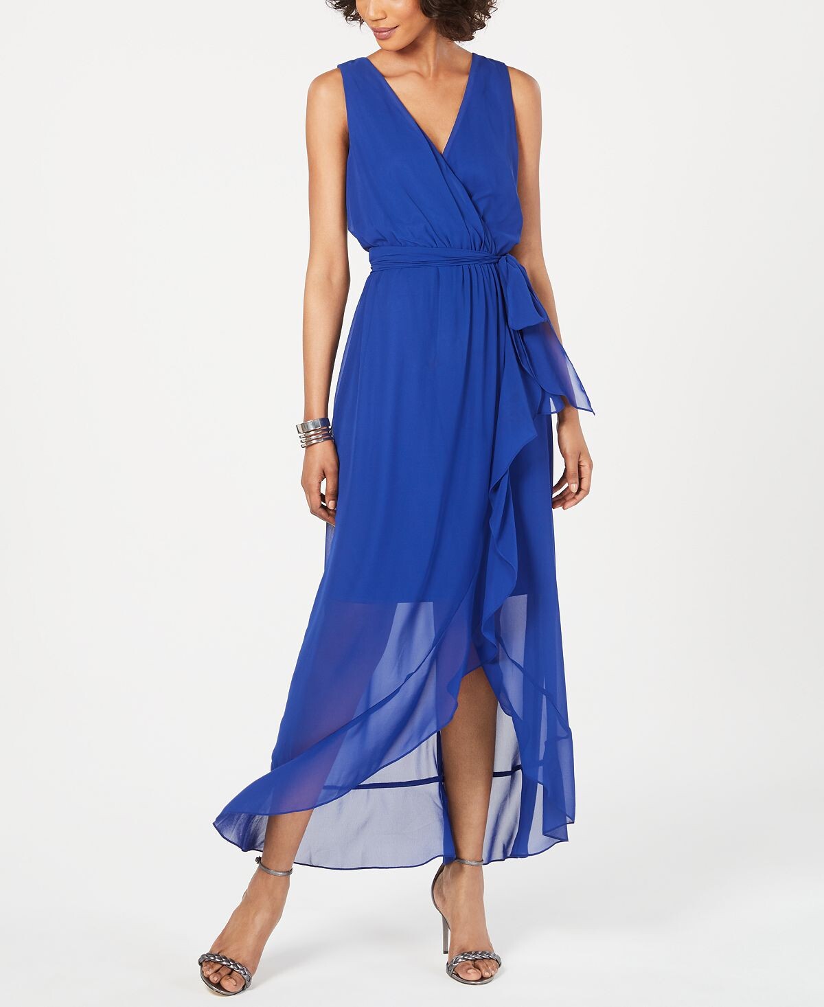 

Платье макси с высоким и низким вырезом Surplice SL Fashions, синий