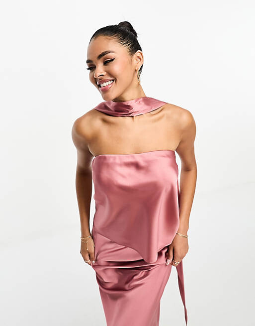 

Розовое атласное бандо и галстук ASOS DESIGN