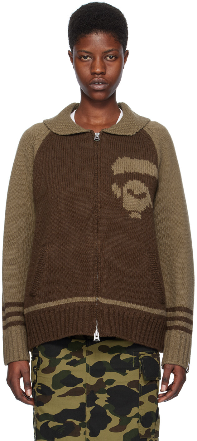 

Коричневый свитер интарсии Bape
