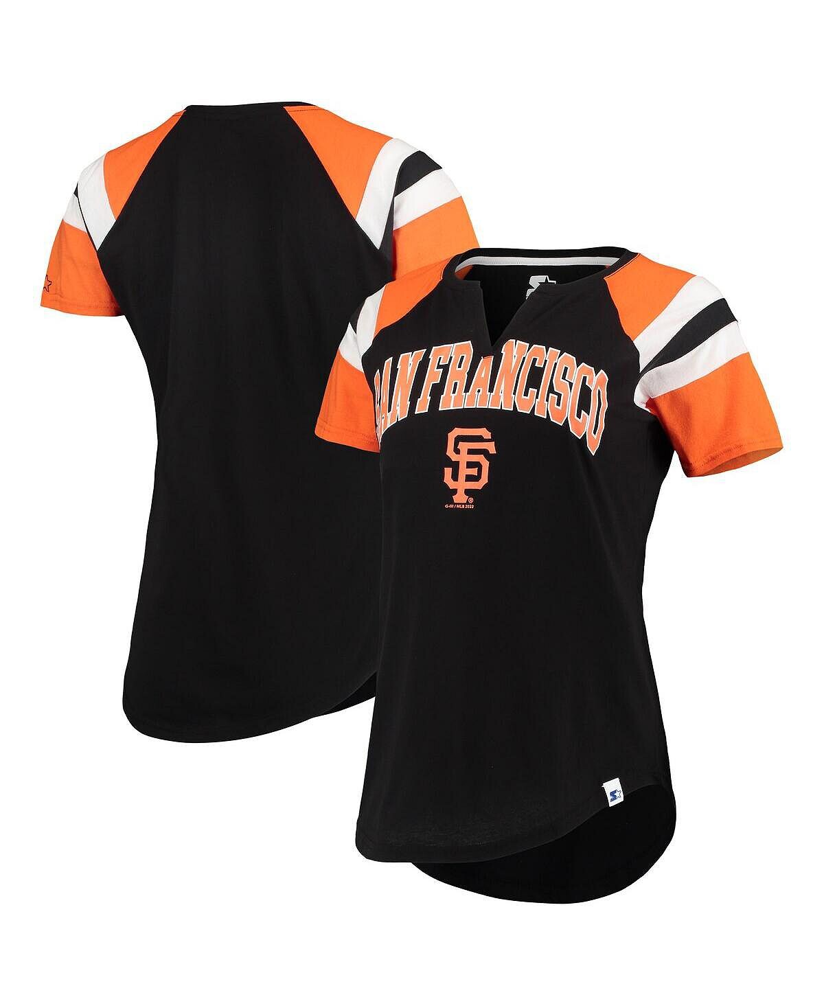 

Женская черная, оранжевая футболка San Francisco Giants Game с вырезом реглан Starter, Черный