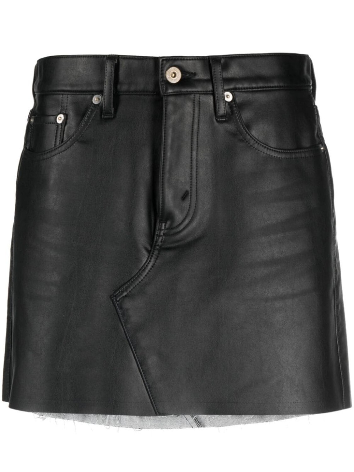 

Junya Watanabe raw-cut faux-leather miniskirt, черный