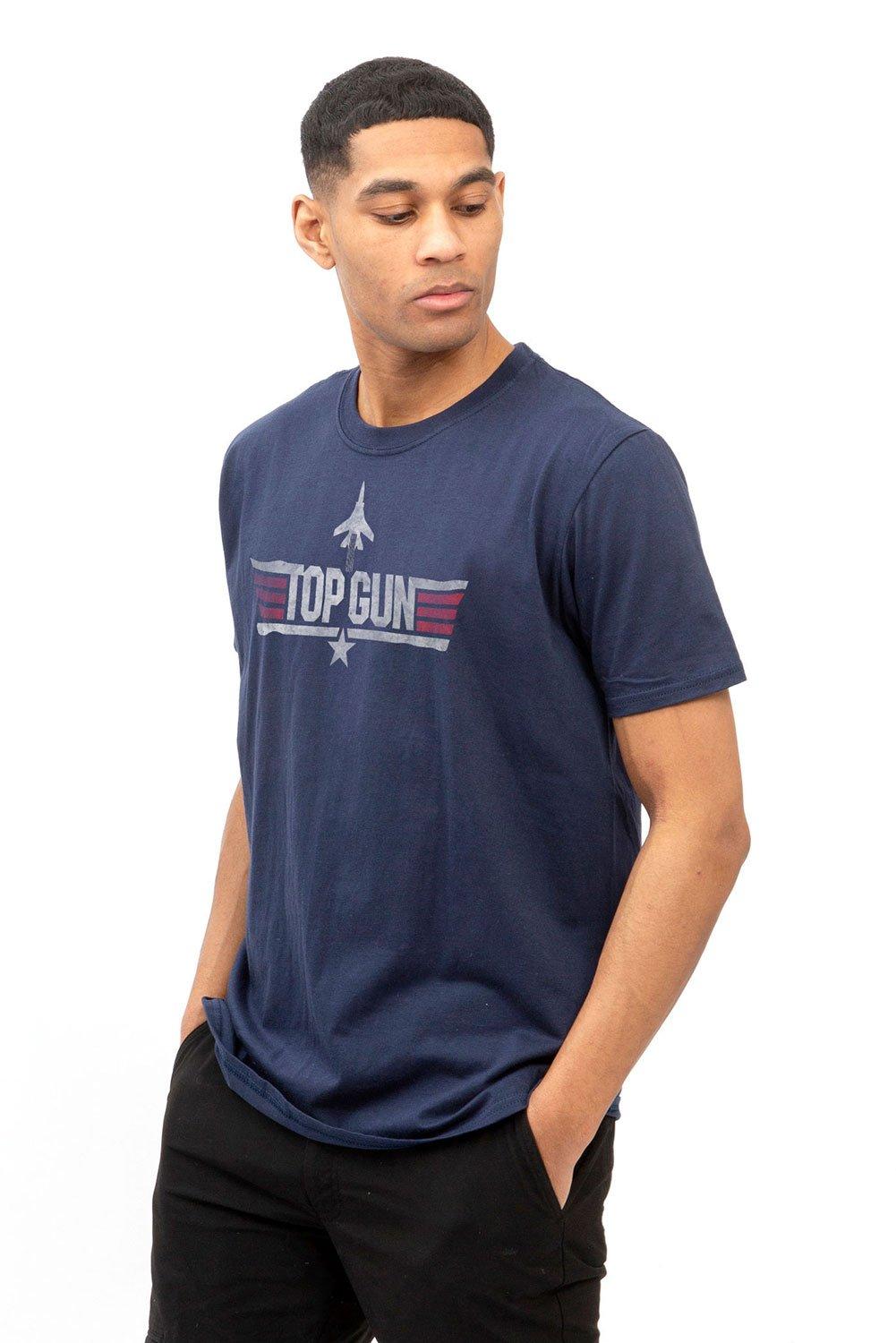 Хлопковая футболка с логотипом TOP GUN, темно-синий