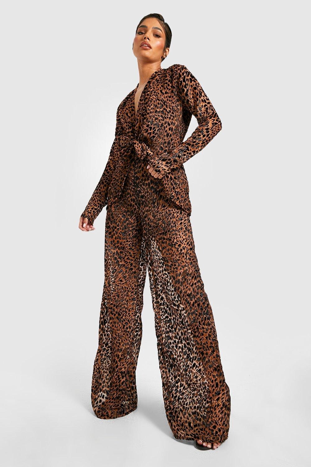 

Широкие брюки animal devore Boohoo, кэмел