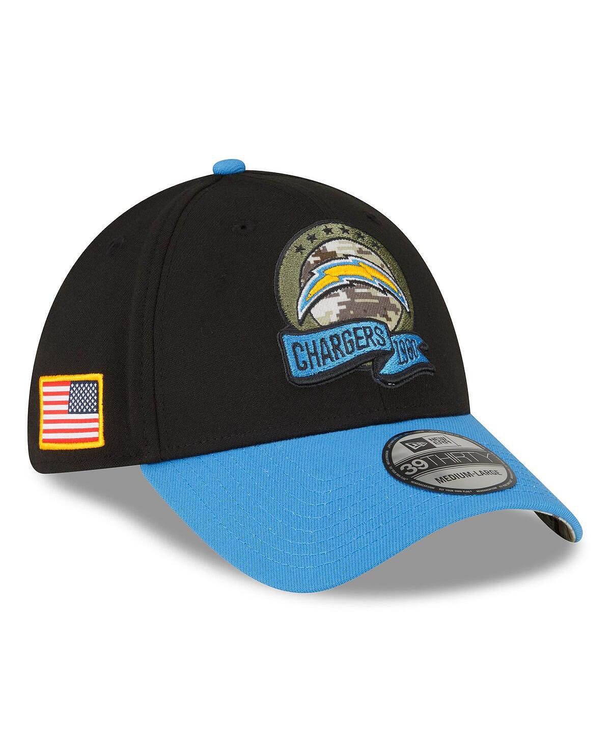 Мужская черная, синяя кепка Los Angeles Chargers 2022 Salute To Service 39THIRTY Flex Hat New Era