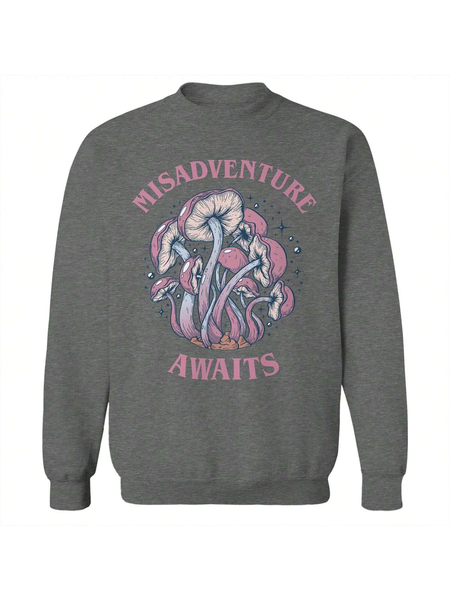 Хлопковый пуловер унисекс с рисунком Pop Creature Misadventure, серый