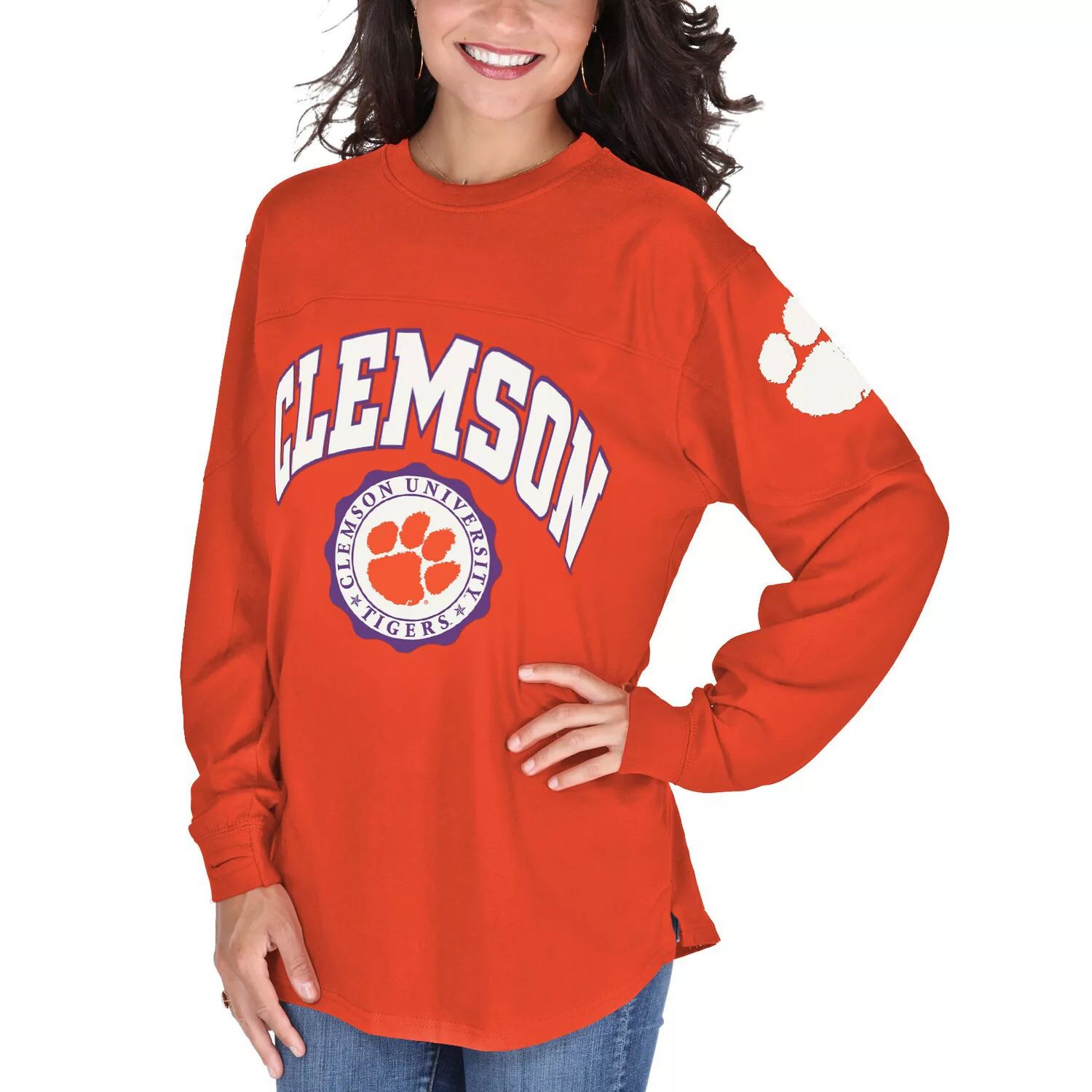 Женская оранжевая футболка с длинным рукавом Clemson Tigers Edith