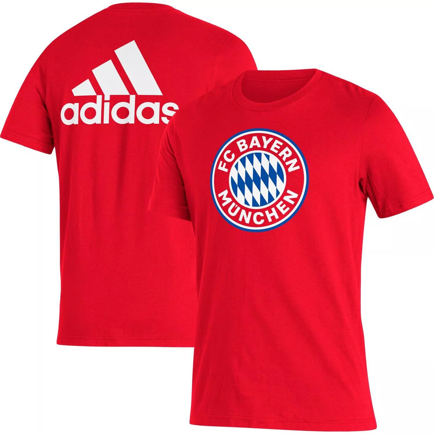 

Мужская красная футболка с тремя полосками adidas Bayern Мюнхен