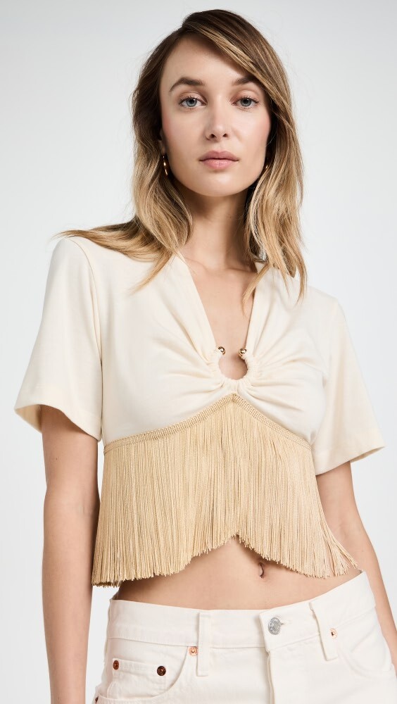 

Футболка Paco Rabanne Fringe, нюд