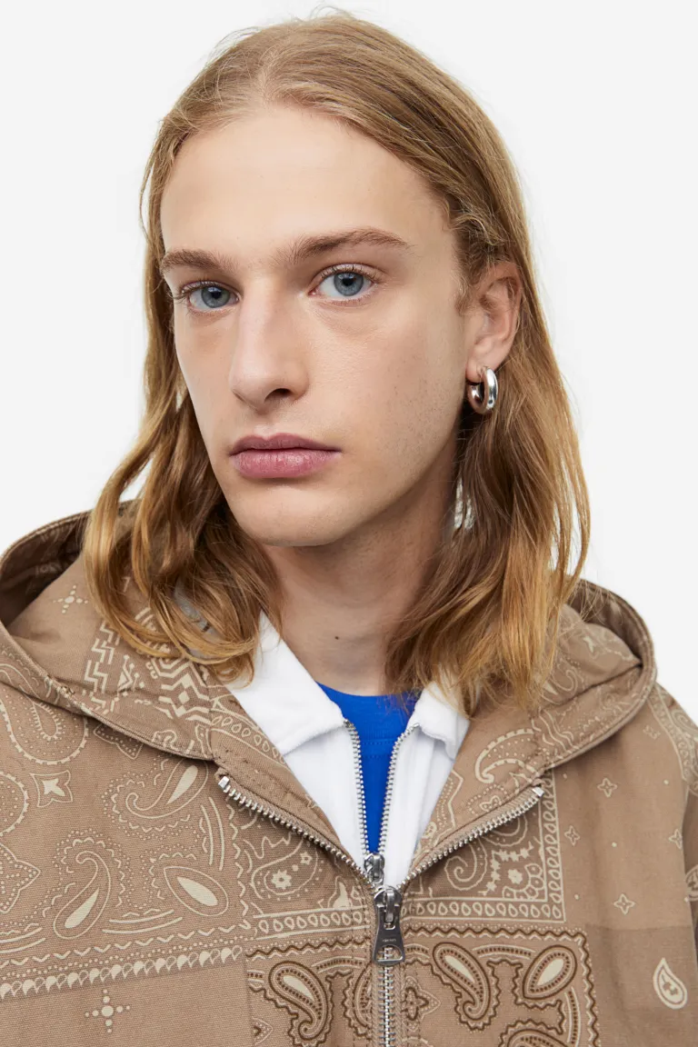

Брезентовая куртка свободного кроя с капюшоном H&M, бежевый