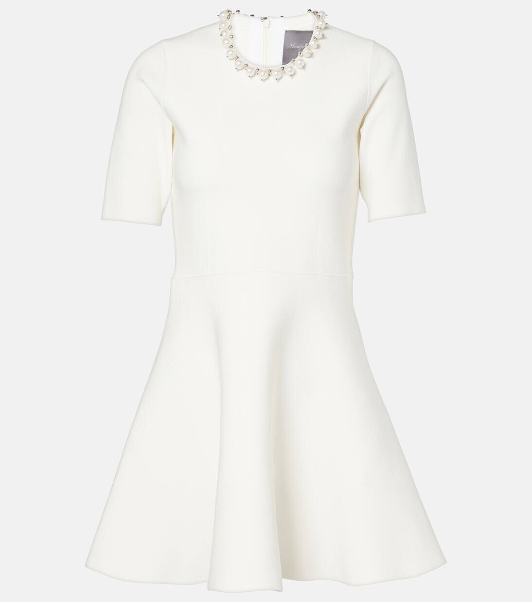 

Украшенное трикотажное мини-платье Monique Lhuillier, цвет silk white