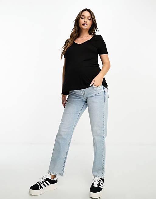

Черная свободная футболка с v-образным вырезом ASOS DESIGN Maternity, Черный