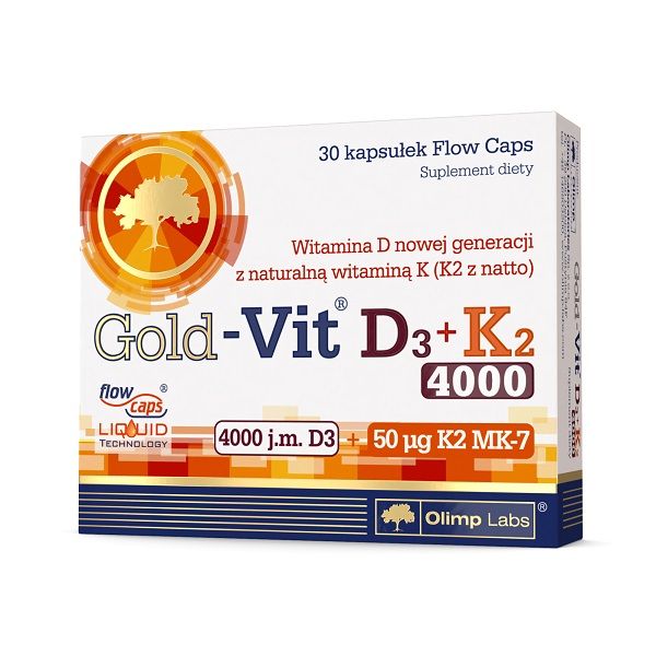 Olimp Gold-Vit D3 + K2 4000 витамин D3+K2, 30 шт. nature s truth extra strength витамин d3 натуральный ананас 50 мкг 2000 ме 70 вегетарианских жевательных таблеток