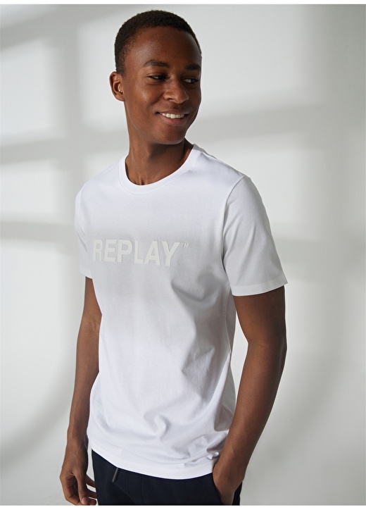 цена Однотонная белая мужская футболка с круглым вырезом Replay