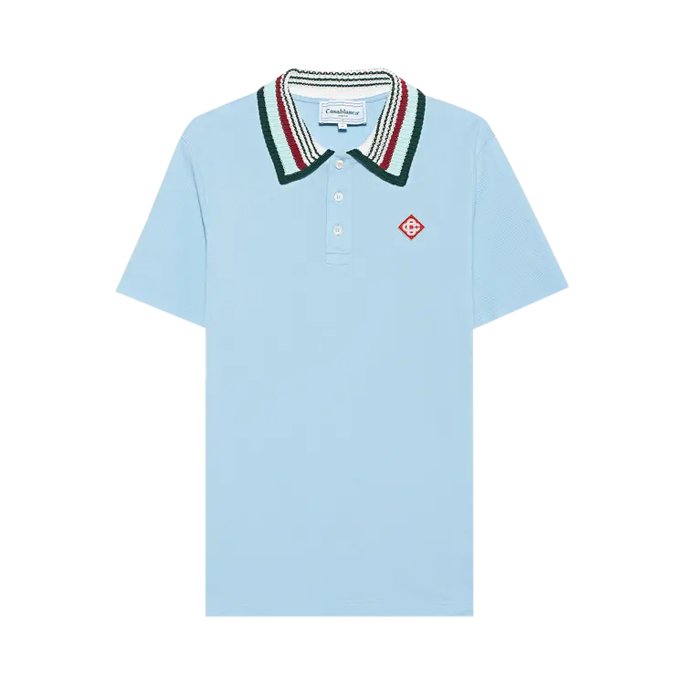 

Рубашка Casablanca Mint Stripe Knit Collar Polo 'Pale Blue', синий