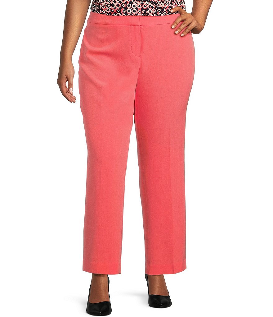 Прямые узкие брюки из эластичного крепа Kasper Plus Size, розовый