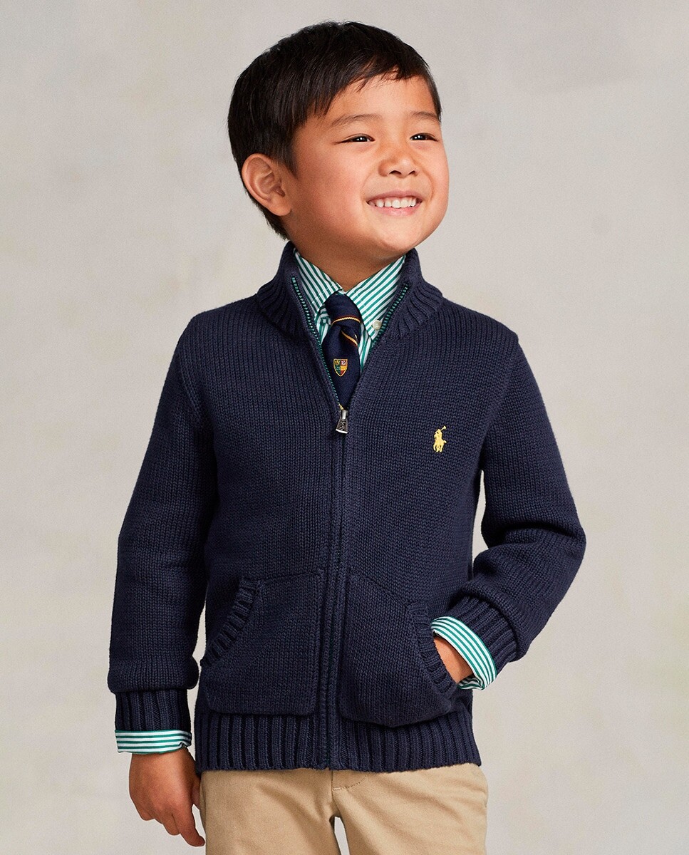 

Хлопковая куртка для мальчика темно-синего цвета Polo Ralph Lauren, темно-синий