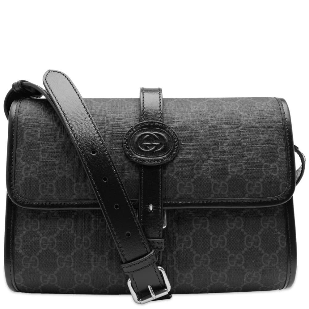 

Сумка-мессенджер Gucci с жаккардовой пряжкой GG, черный