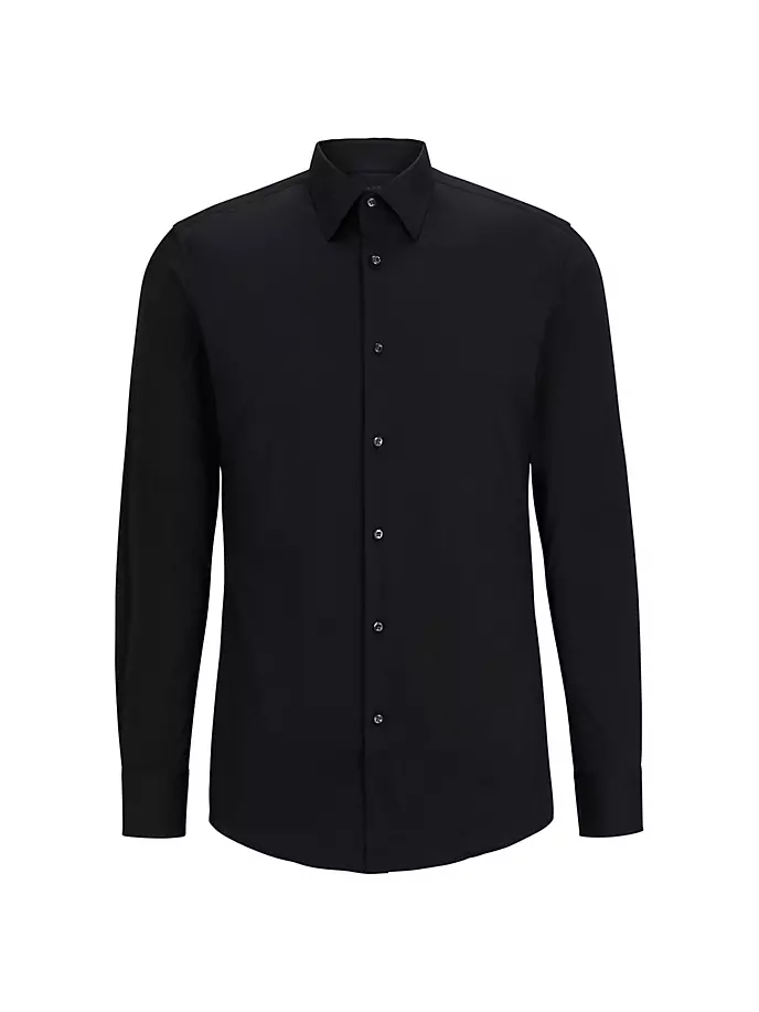Рубашка приталенного кроя из поплина стрейч Boss, черный рубашка узкого покроя из поплина стрейч xs черный