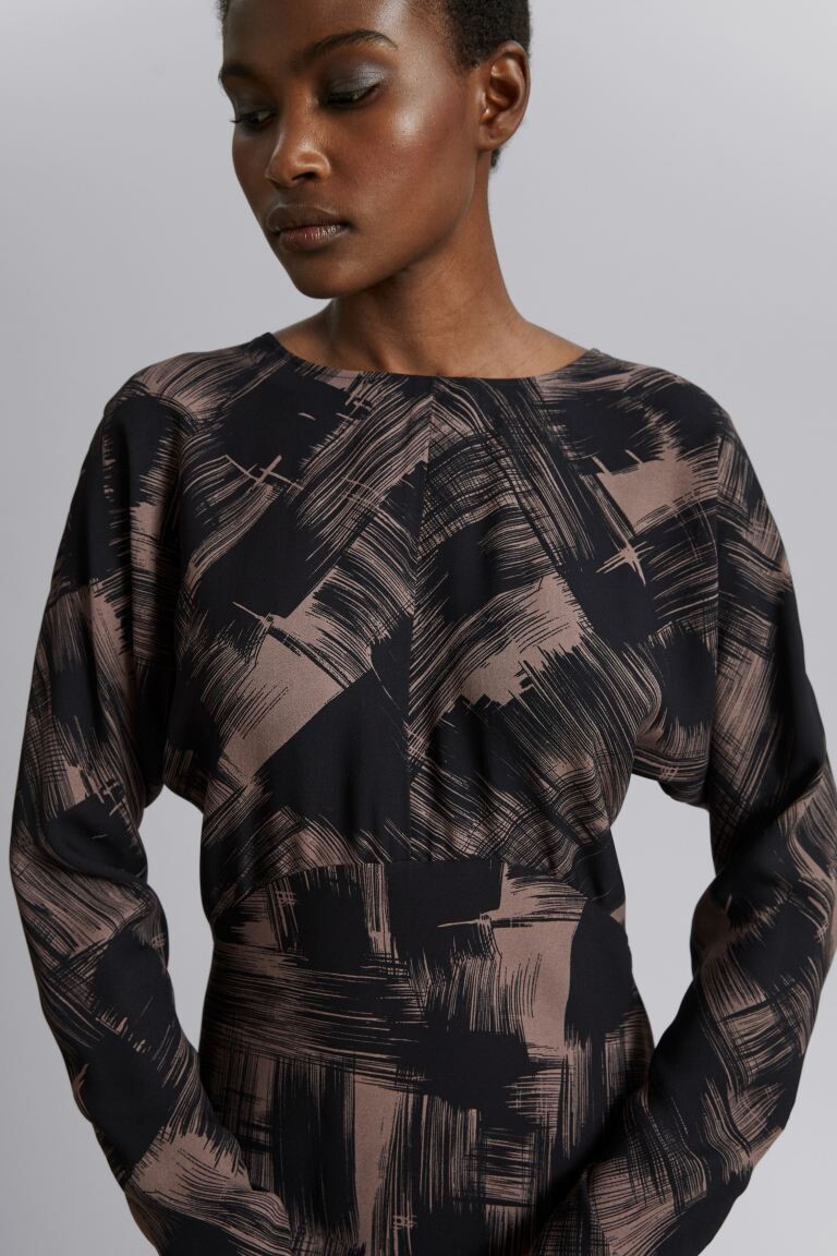 

Платье миди косого кроя H&M, черный