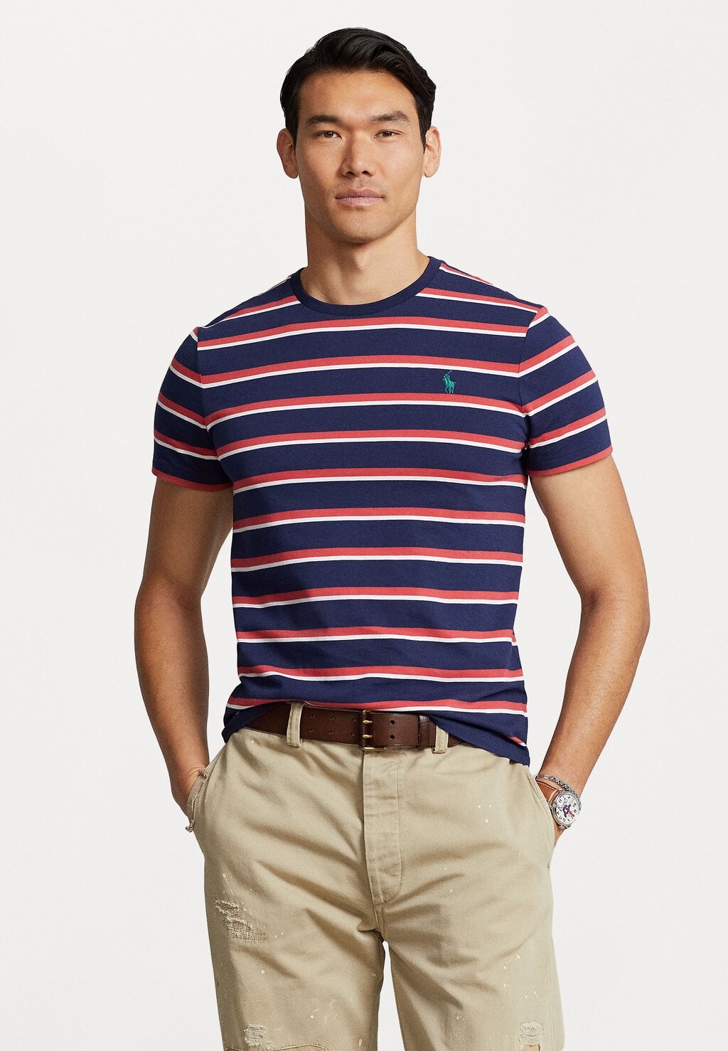 

Базовая футболка КОРОТКИЙ РУКАВ Polo Ralph Lauren, темно-синий Ньюпорт мульти