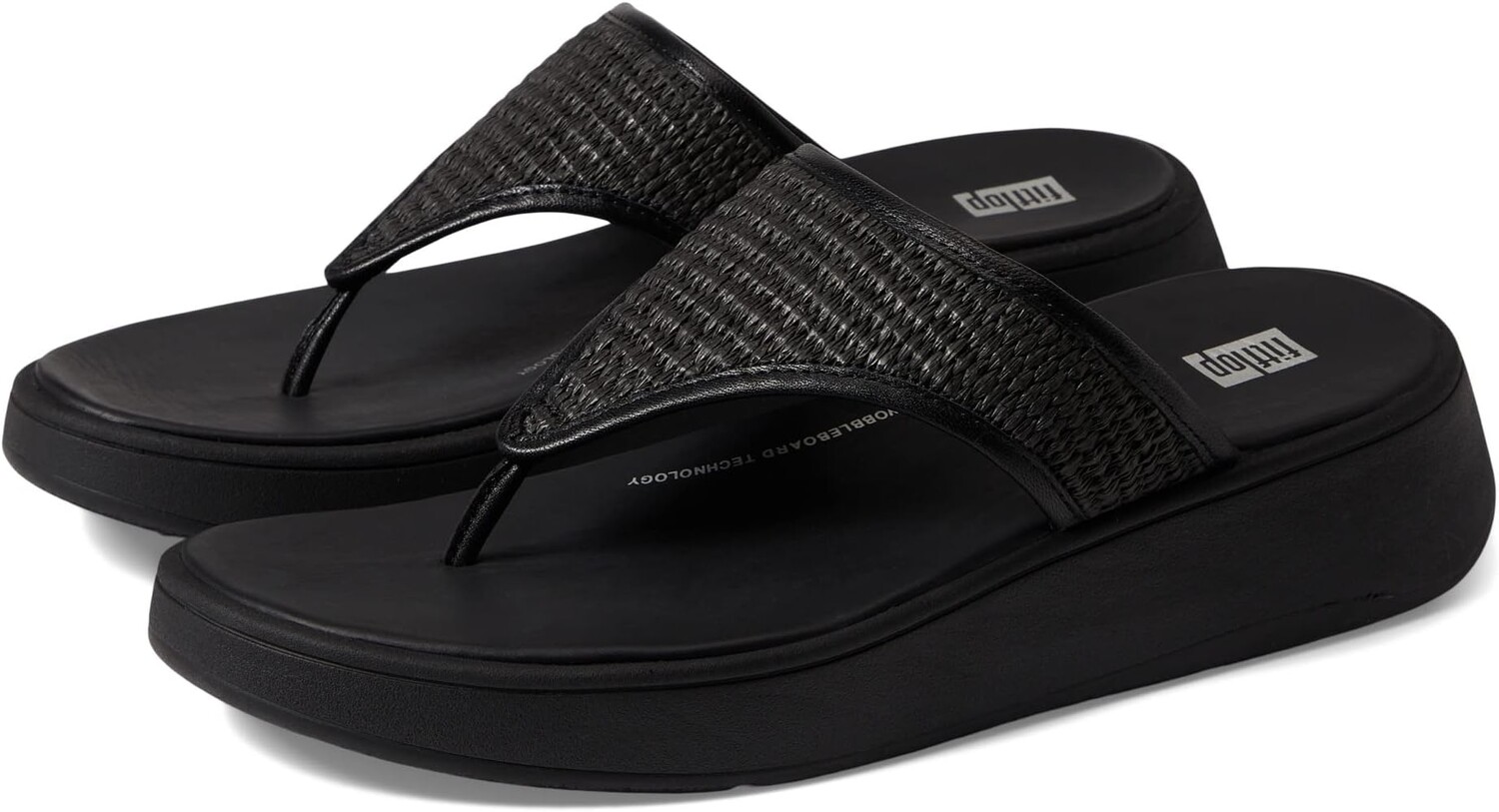 

Шлепанцы F-Mode Woven-Raffia Flatform Toe Post Sandals FitFlop, цвет All Black