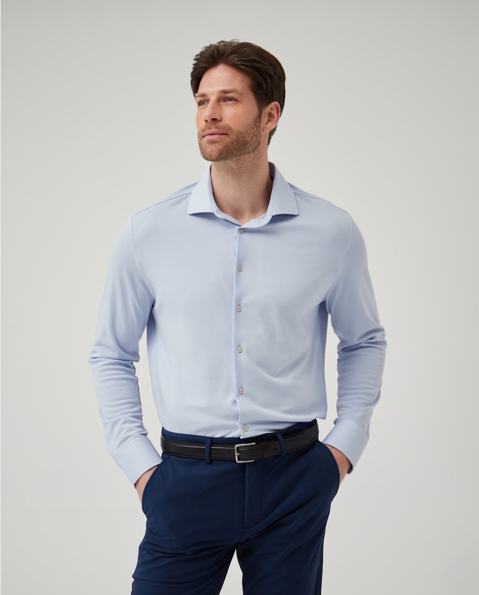 цена Однотонная мужская рубашка классического кроя светло-голубого цвета Sepiia, светло-синий
