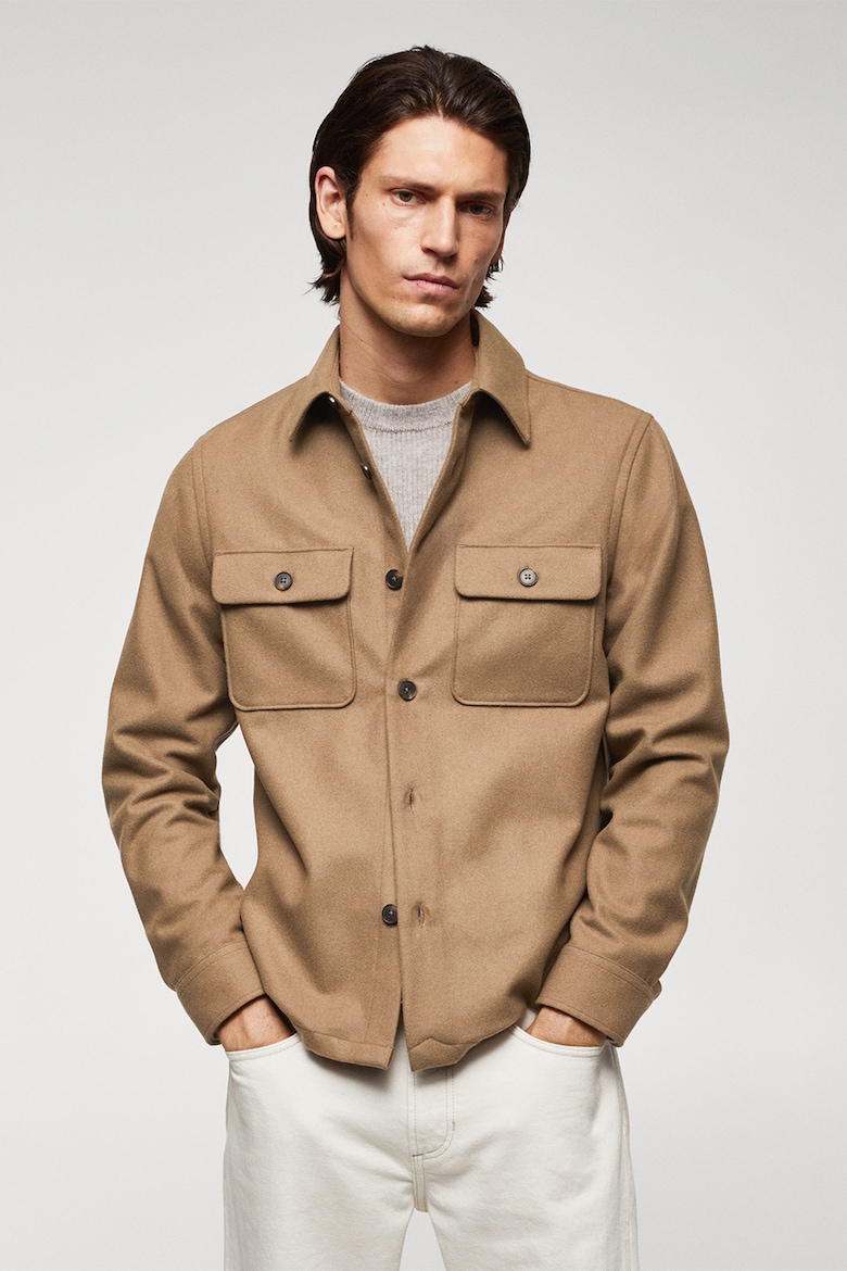 Куртка-Рубашка Margon из шерсти Mango, коричневый