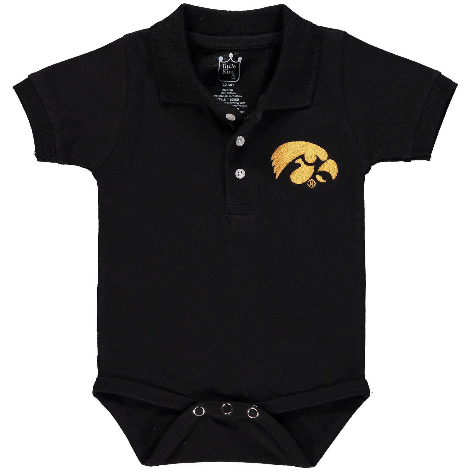 

Черное боди-поло Infant Iowa Hawkeyes Unbranded