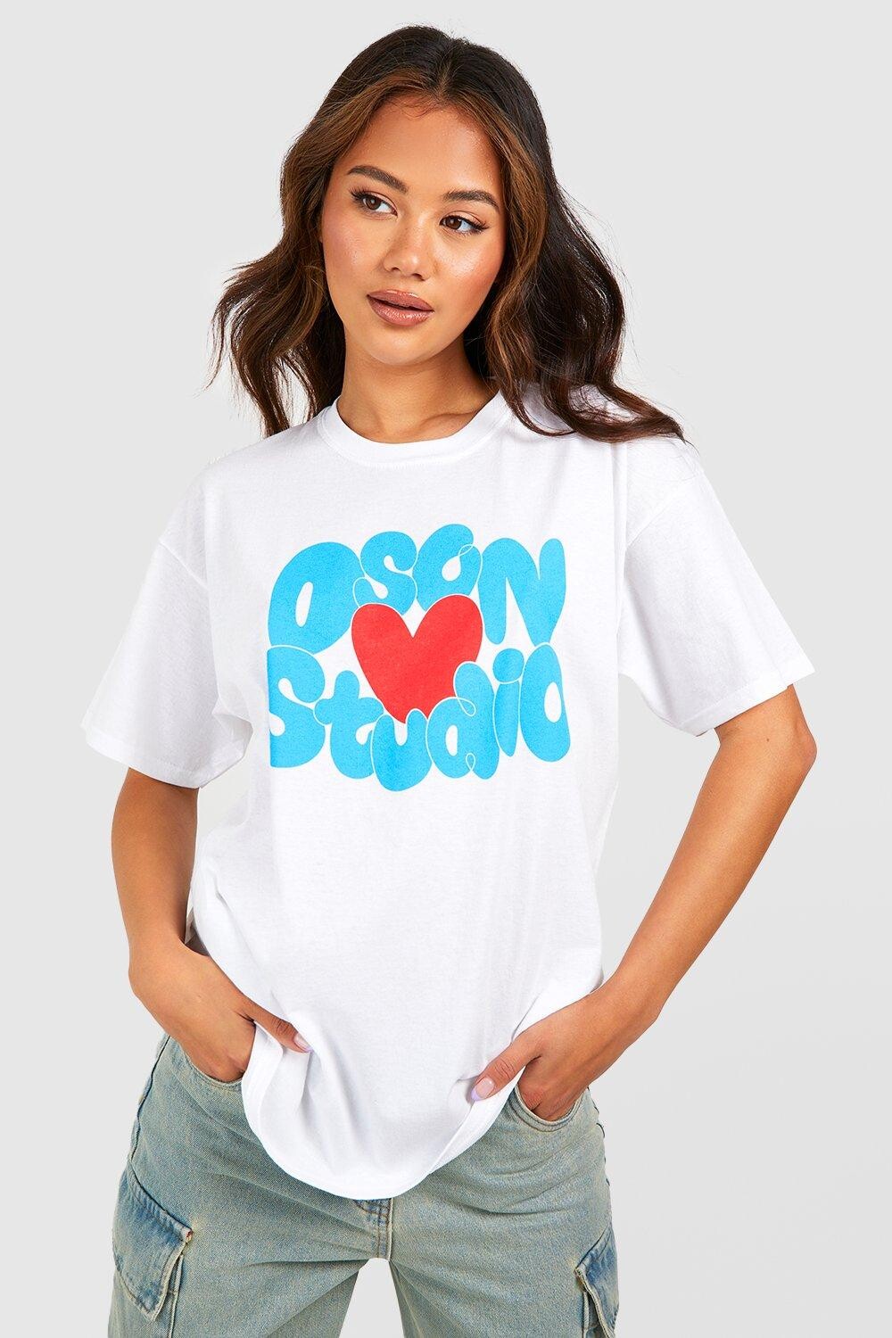 

Футболка оверсайз dsgn studio с графическим сердцем Boohoo, белый