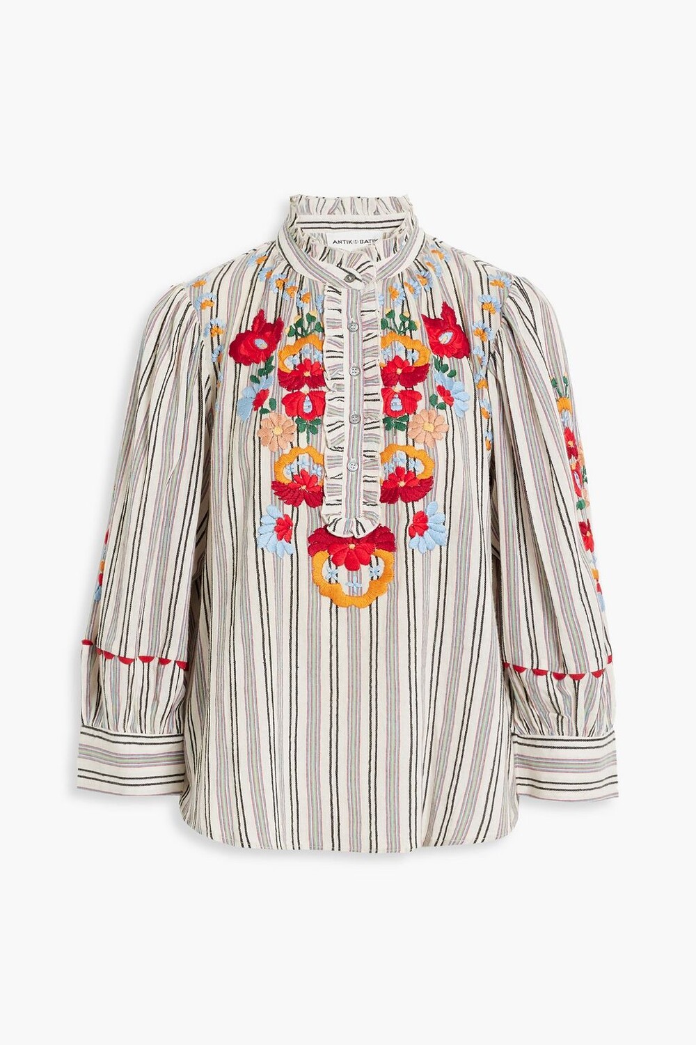 

Блузка Juliette из хлопкового жаккарда в полоску с вышивкой ANTIK BATIK, разноцветный