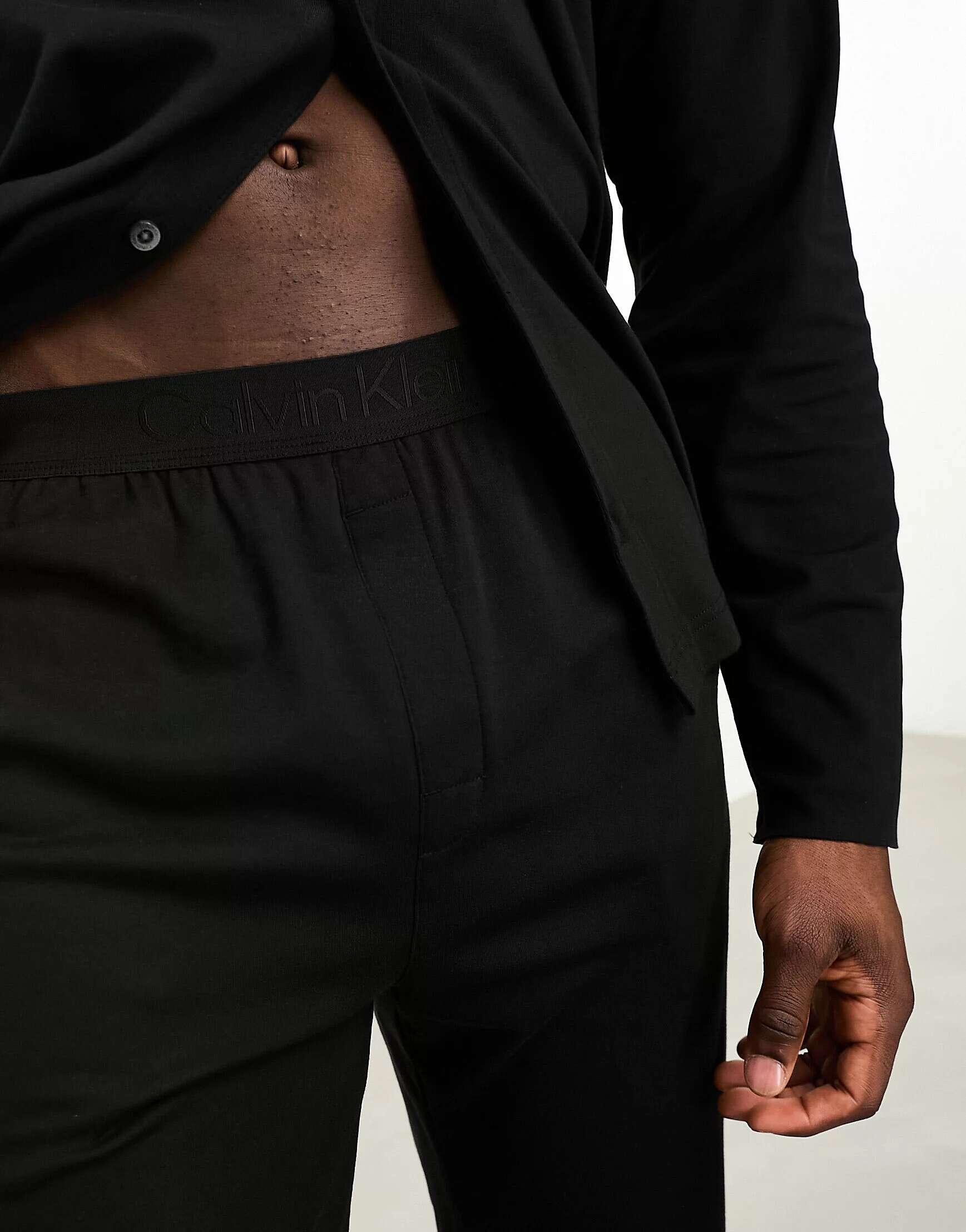 Calvin Klein CK Черная пижама на пуговицах и пижама черного цвета