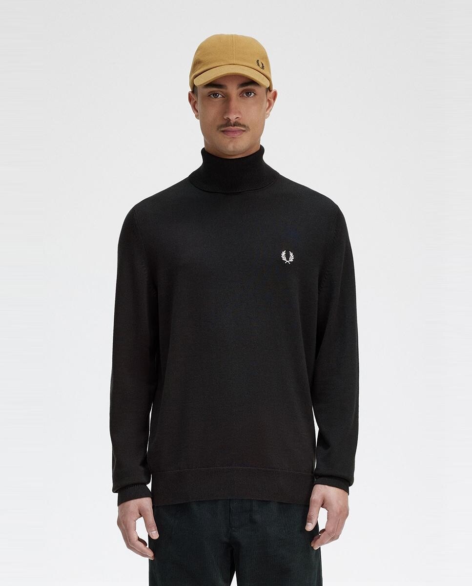 

Мужской свитер с водолазкой прямого кроя Fred Perry, темно-зеленый