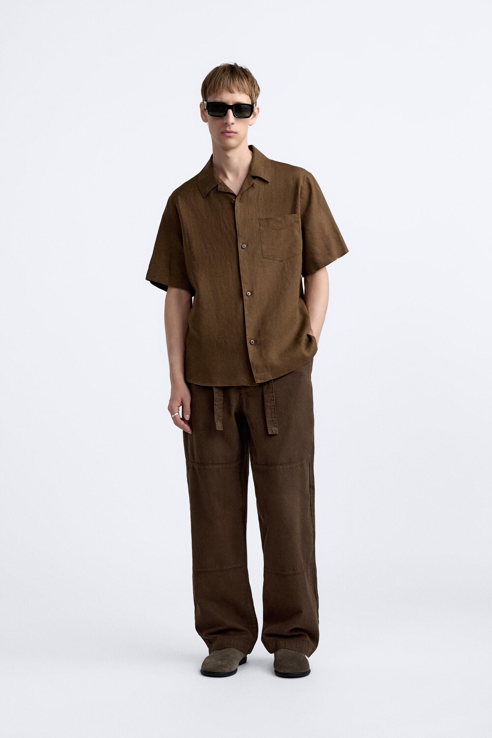 

Рубашка прямого кроя из льна ZARA, ириска