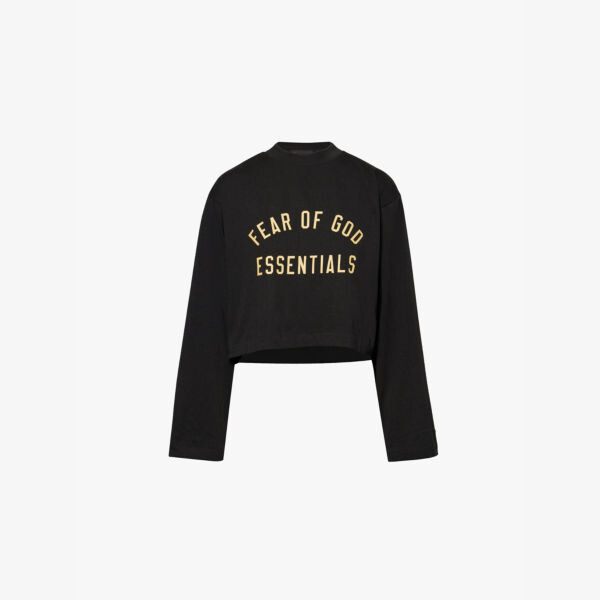 

Укороченная футболка из смеси хлопка Tri-Blend Fear Of God Essentials, черный