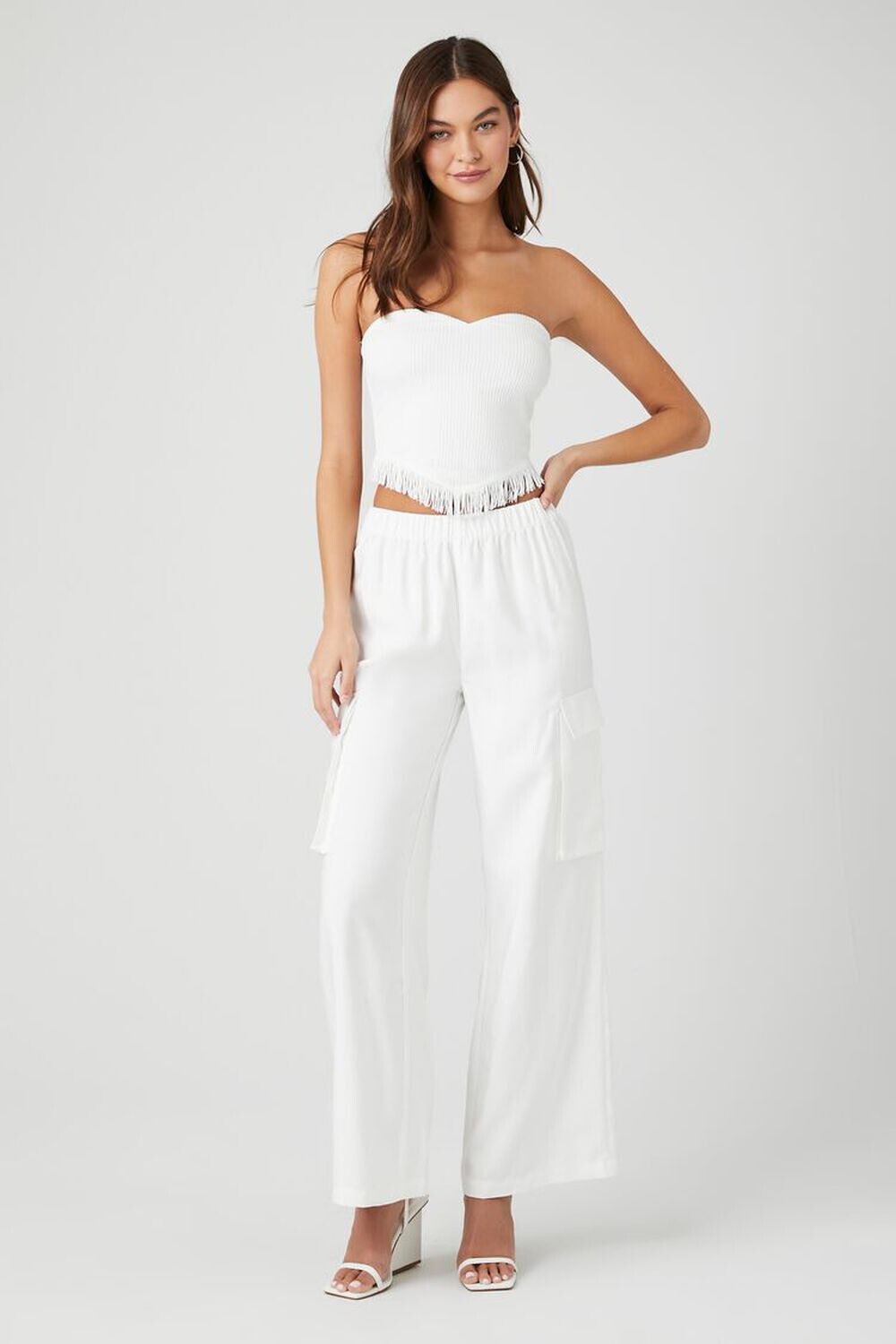 

Широкие брюки-карго из поплина Forever 21, белый